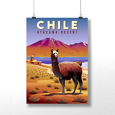 Placa Decorativa de Viagem Chile Decoração