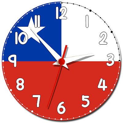 Relógio de Parede Decorativo Bandeira do Chile - Relógio Do Chile