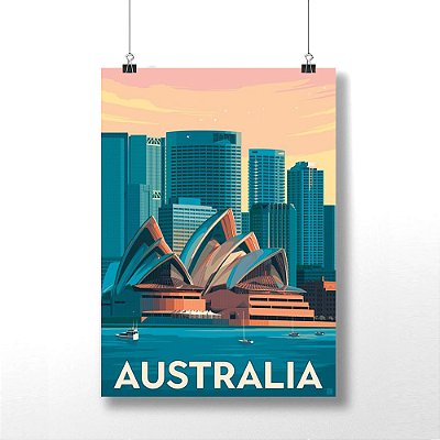 Placa Decorativa de Viagem Austrália Decoração