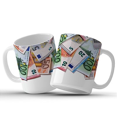 Caneca Personalizada Notas de Euros Decoração