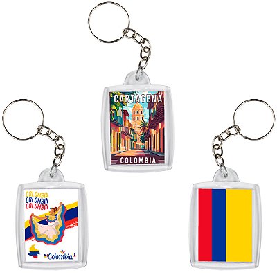 Chaveiro Personalizado Da Colômbia  Cartagena Bogotá  6x4cm