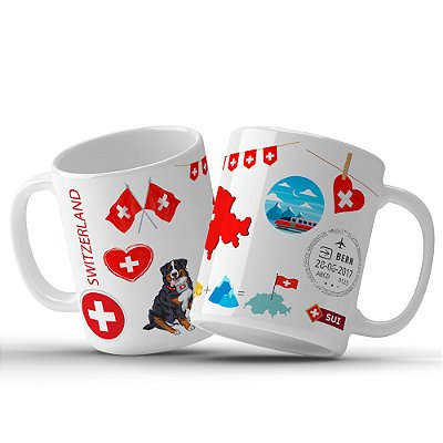 Caneca Personalizada da Suiça Com Tema De Viagem