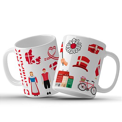 Caneca Decorativa da Dinamarca – Caneca de lembrança de viagem, Souvenir da Dinamarca