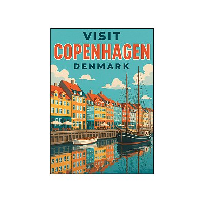 Imã de Geladeira Pontos Turístico da Dinamarca Copenhagen Souvenir