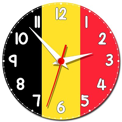 Relógio de Parede Decorativo Bandeira da Bélgica - Relógio da Bélgica