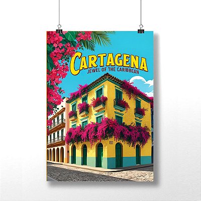 Placa Decorativa Da Colômbia Cartagena e Bogotá Com Tema de Viagem