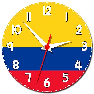 Relógio de Parede Decorativo Bandeira da Colômbia - Relógio da Colômbia