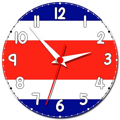 Relógio de Parede Decorativo Bandeira da Costa Rica - Relógio da Costa Rica