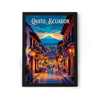 Quadro Decorativo Quito Equador Paisagem Cidade Sala Com Moldura