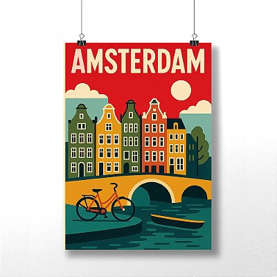 Placa Decorativa Da Holanda Amsterdam Poster Retro