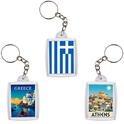 Chaveiro Decorativo Pontos Turísticos da Grécia Atenas Souvenir 6x4cm