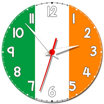 Relógio de Parede Decorativo Bandeira Da Irlanda - Relógio da Irlanda