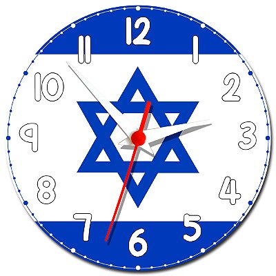 Relógio de Parede Decorativo Bandeira De Israel - Relógio da Israel