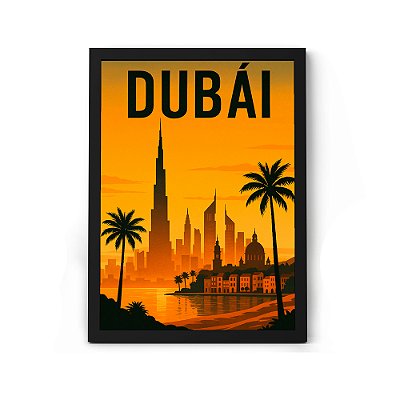 Quadro Decorativo Ponto Turístico De Dubai Burj Khalifa Para Sala ou Quarto Com Moldura