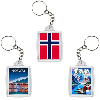 Chaveiro Decorativo Pontos Turísticos de Noruega Souvenir 6x4cm