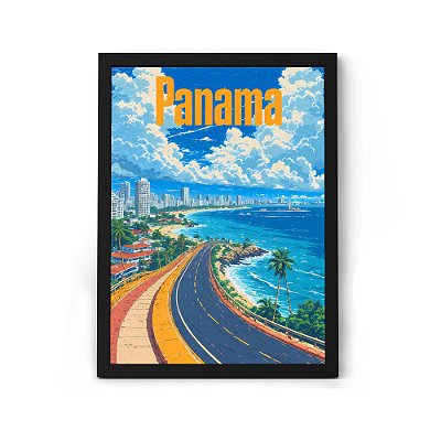 Quadro Decorativo Ponto Turístico Do Panamá Para Sala ou Quarto Com Moldura