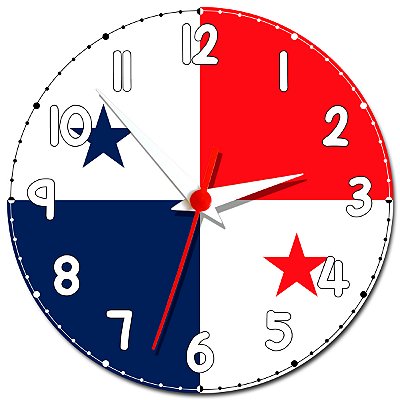 Relógio de Parede Decorativo Bandeira Do Panamá - Relógio Temático do Panamá
