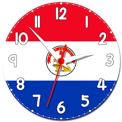 Relógio de Parede Decorativo Bandeira Do Paraguai - Relógio Temático do Paraguai