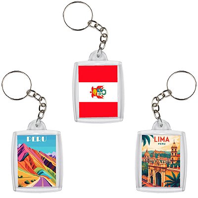 Chaveiro Decorativo Pontos Turísticos do Peru Souvenir 6x4cm