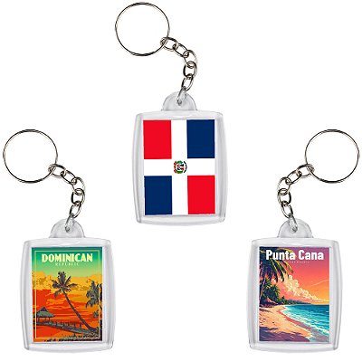 Chaveiro Decorativo Pontos Turísticos da República Dominicana Souvenir 6x4cm