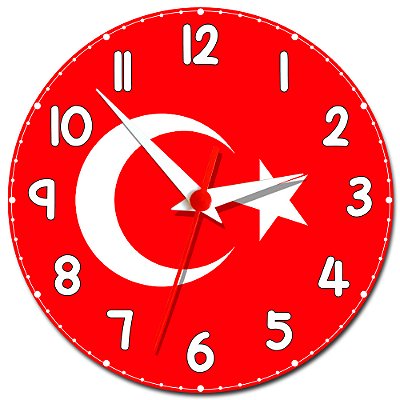 Relógio de Parede Decorativo Bandeira Da Turquia - Relógio Temático da Turquia