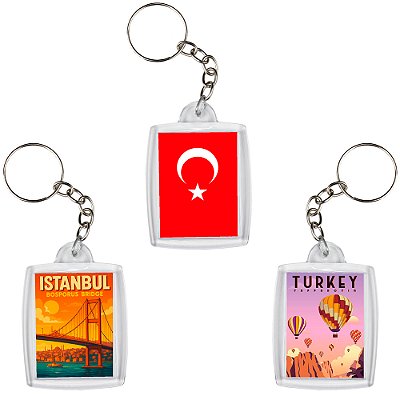 Chaveiro Decorativo Pontos Turísticos da Turquia Souvenir 6x4cm