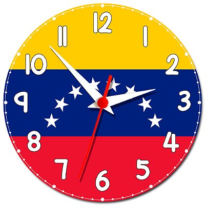 Relógio de Parede Decorativo Bandeira Da Venezuela - Relógio Temático da Venezuela