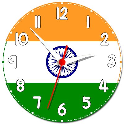Relógio de Parede Decorativo Bandeira Da Índia - Relógio Temático da Índia