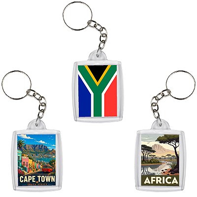 Chaveiro Decorativo Pontos Turísticos da África Do Sul Souvenir 6x4cm