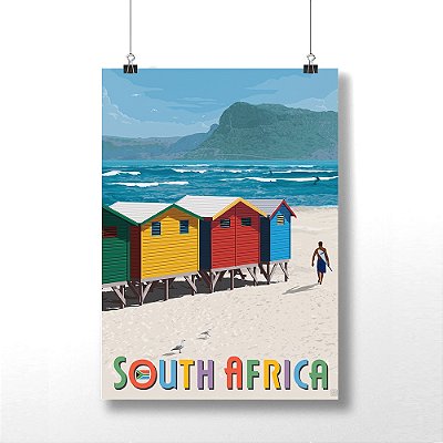 Placa Decorativa Pontos Turísticos da África Do Sul Cape Town em MDF
