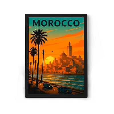 Quadro Decorativo Ponto Turístico De Marrocos Para Sala ou Quarto Com Moldura
