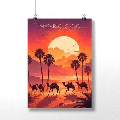 Placa Decorativa Pontos Turísticos de Marrocos Jardim Majorelle em MDF