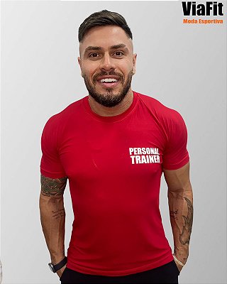 Camiseta Poliamida Personal Trainer Masculina Vermelha