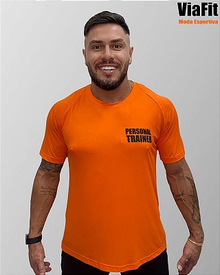 Camiseta Poliamida Personal Trainer Masculina Laranja