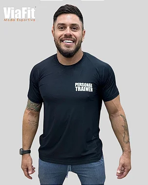 Camiseta Poliamida Personal Trainer Masculina Preta