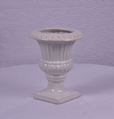 4805 vaso cerâmica branco com detalhes