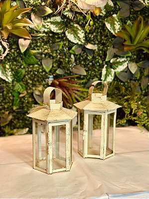 4817 Lanterna ferro com vidro Branco