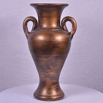 4867 vaso cerâmica dourado envelhecido com alça