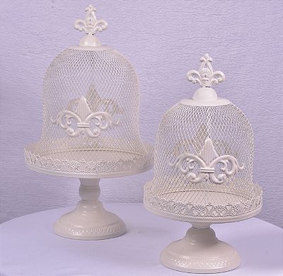 4868 Bandeja doce boleira metal branca com tampa