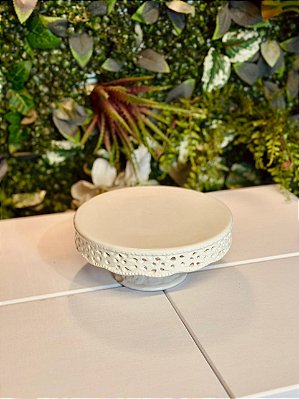 4796 Bandeja cerâmica baixa com pé branco