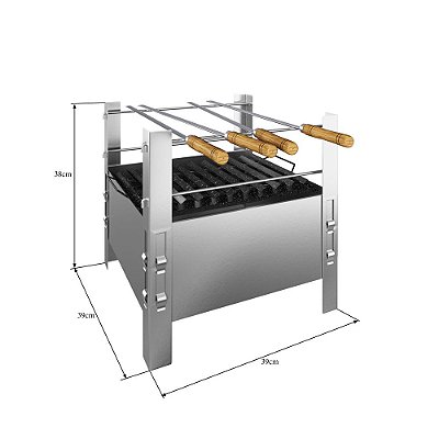Churrasqueira compacta desmontável galvanizada c/ grelha