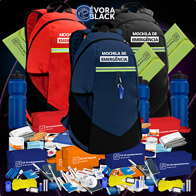 Mochilas de Emergência Évora | Kit Completo Triplo Évora Black