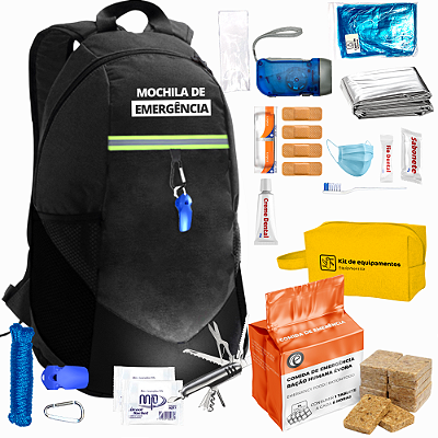 Mochila de Emergência Kit Évora Essencial + Comida de Emergência