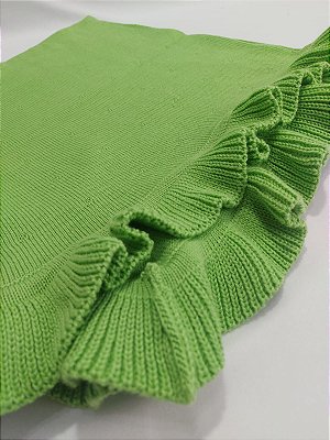Manta tricô babados - verde