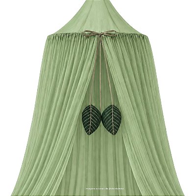 Dossel Tenda Mosquiteiro - Verde - Com Pingente Folhas