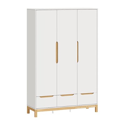 Guarda-Roupa 3 Portas Cozy - Branco / Carvalho - prontaentrega