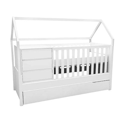 Berço Versátil - Multifuncional - Com Casinha - 6 em 1 - Branco