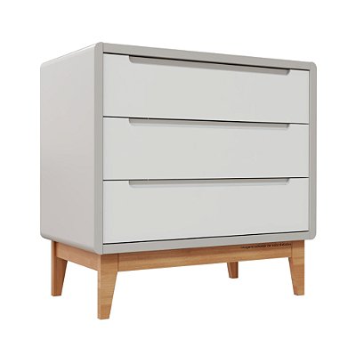 Cômoda Bo - Sem Porta - Cinza Branco / Jequitiba