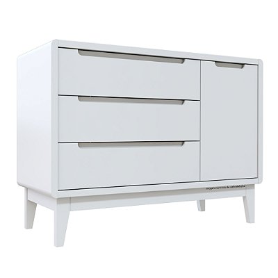 Cômoda Bo - Com Porta - Branco / Branco