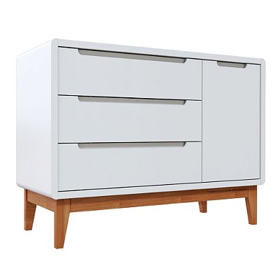 Cômoda Bo - Com Porta - Branco / Jequitibá